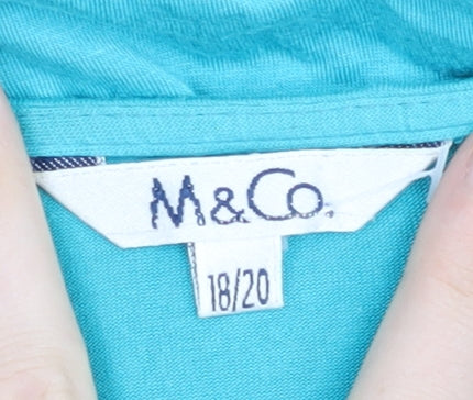 M&Co Women's Blue Beaded Scoop Neck T-Shirt Size 18