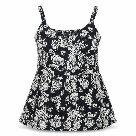 Bonmarché Women's Black Floral Tank Top, Size 18, Viscose