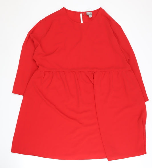 ASOS Red Women's Dress UK 16 3/4 Sleeve Round Neck