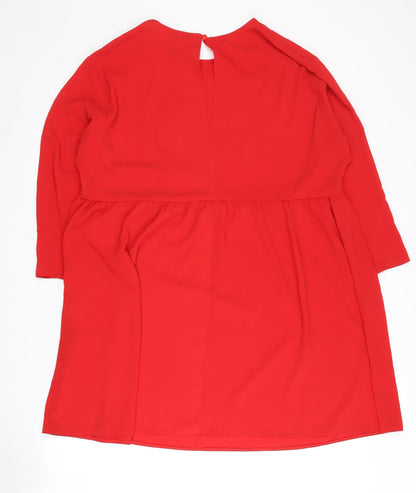 ASOS Red Women's Dress UK 16 3/4 Sleeve Round Neck