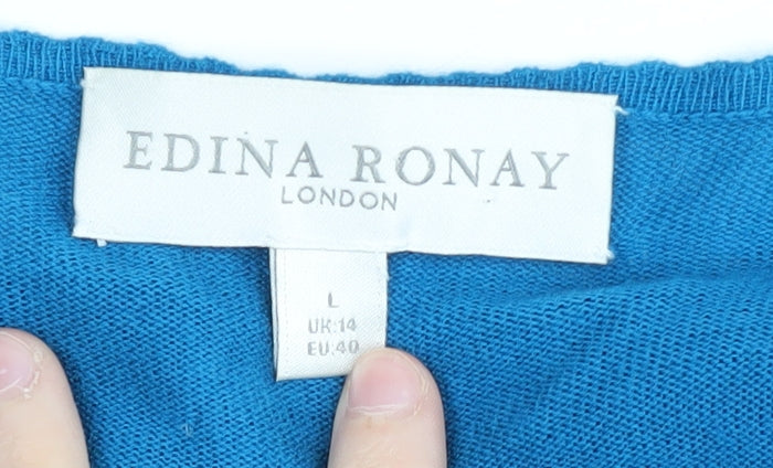 Womens UK Size 14 Edina Ronay Blue Cardigan Jumper