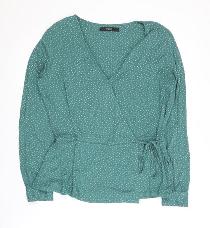Womens UK Size 14 NEXT Green Wrap Blouse