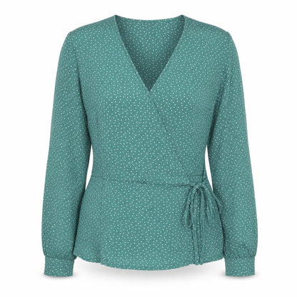 Womens UK Size 14 NEXT Green Wrap Blouse