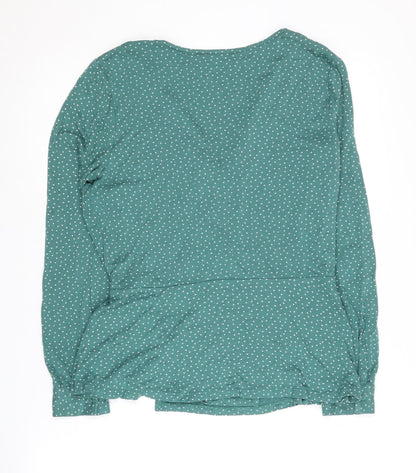 Womens UK Size 14 NEXT Green Wrap Blouse
