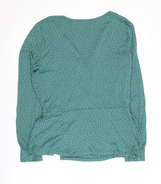 Womens UK Size 14 NEXT Green Wrap Blouse