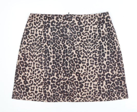 Dorothy Perkins Women's Brown Leopard Pencil Skirt Size 14