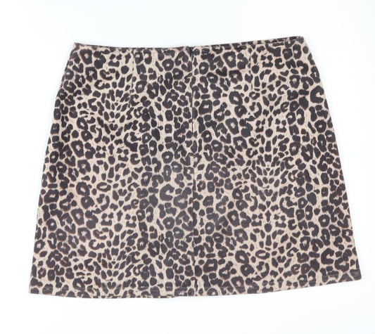 Dorothy Perkins Women's Brown Leopard Pencil Skirt Size 14