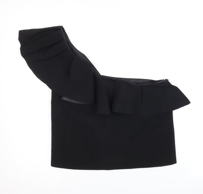 Womens UK Size 8 Topshop Black Cropped Blouse