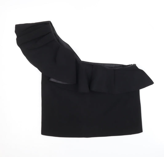Womens UK Size 8 Topshop Black Cropped Blouse