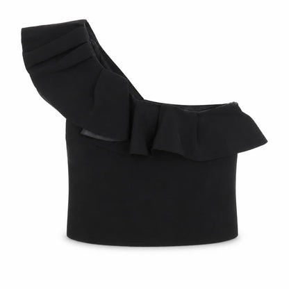 Womens UK Size 8 Topshop Black Cropped Blouse