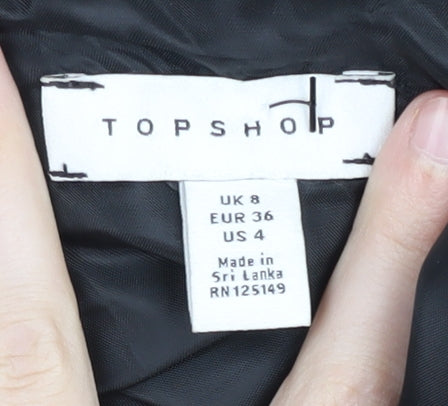 Womens UK Size 8 Topshop Black Cropped Blouse