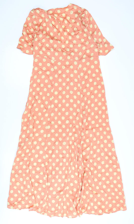 Zara Women Pink Polka Dot Maxi Dress Size 12