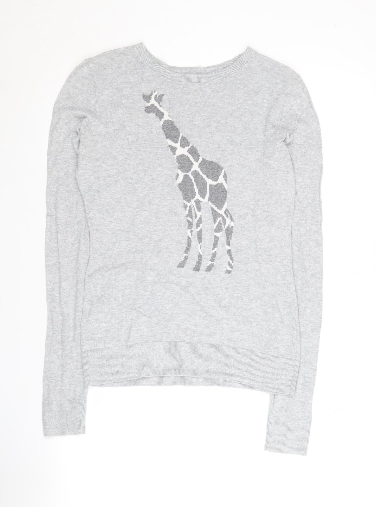 Bass Women's Grey XS Cotton Animal Print Pullover Jumper