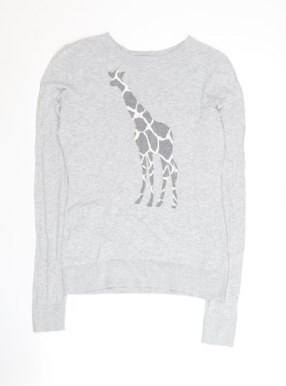 Bass Women's Grey XS Cotton Animal Print Pullover Jumper