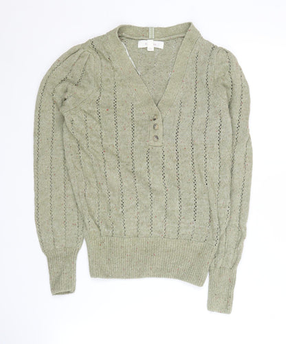 Womens UK Size 6 Marks and Spencer Green Henley Jumper