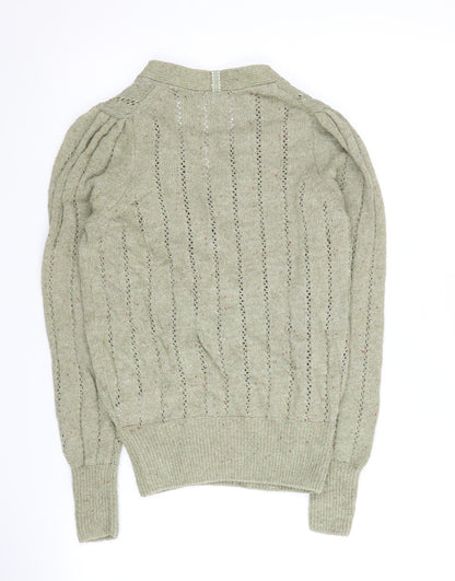Womens UK Size 6 Marks and Spencer Green Henley Jumper