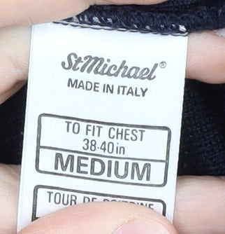 St Michael Men's Blue V-Neck Pullover Jumper Size M