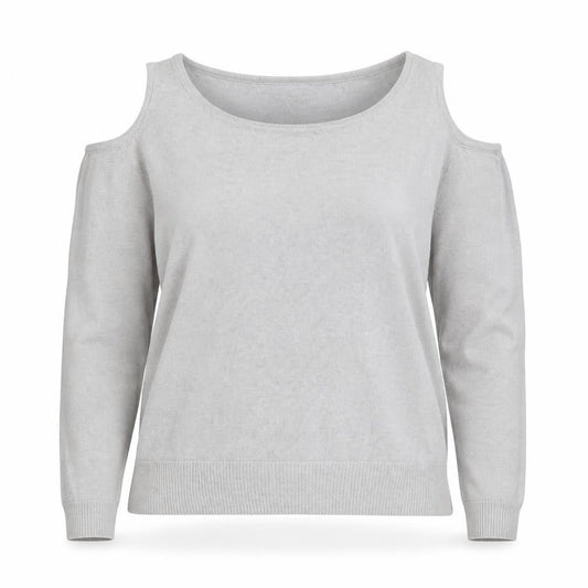 VILA Women's Grey Pullover Jumper, Size L, Cold Shoulder