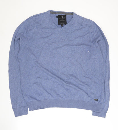 Threadbare Men's Blue V-Neck Pullover Jumper 2XL