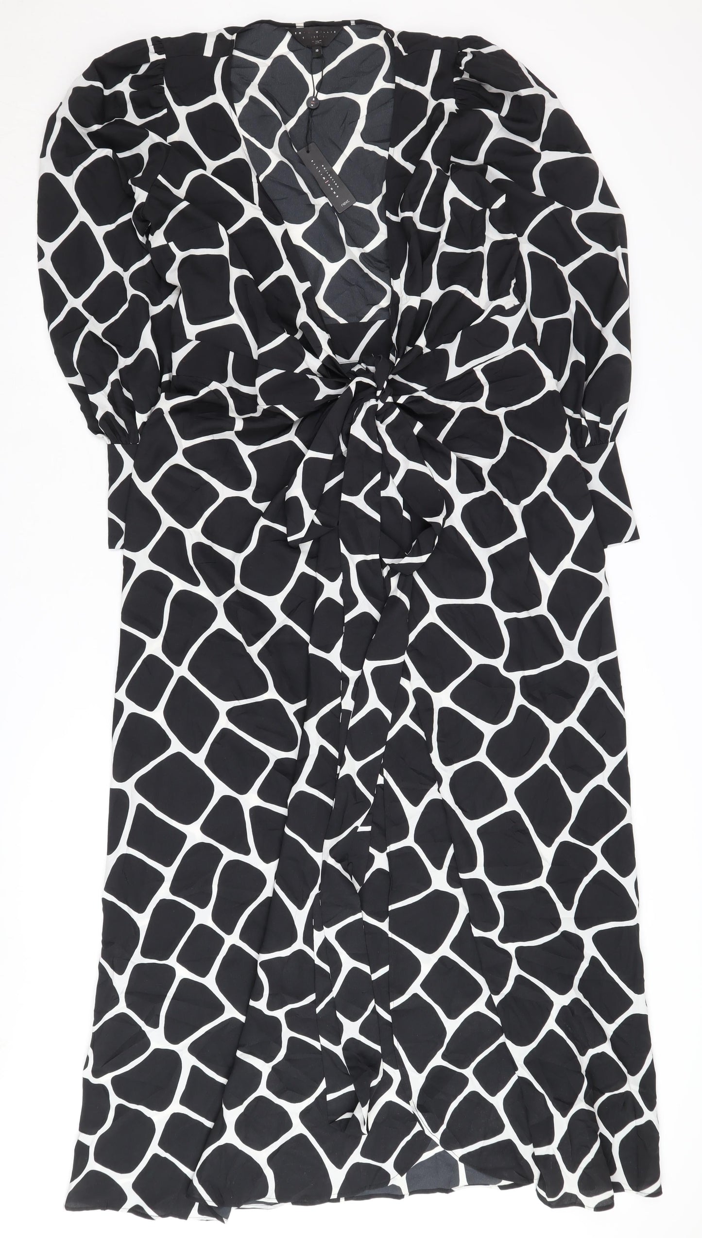 Next Women's Black Midi Wrap Dress Size 10