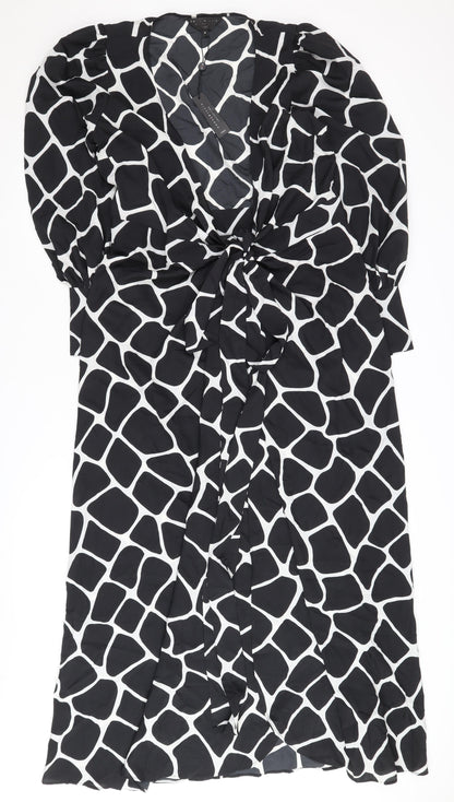 Next Women's Black Midi Wrap Dress Size 10