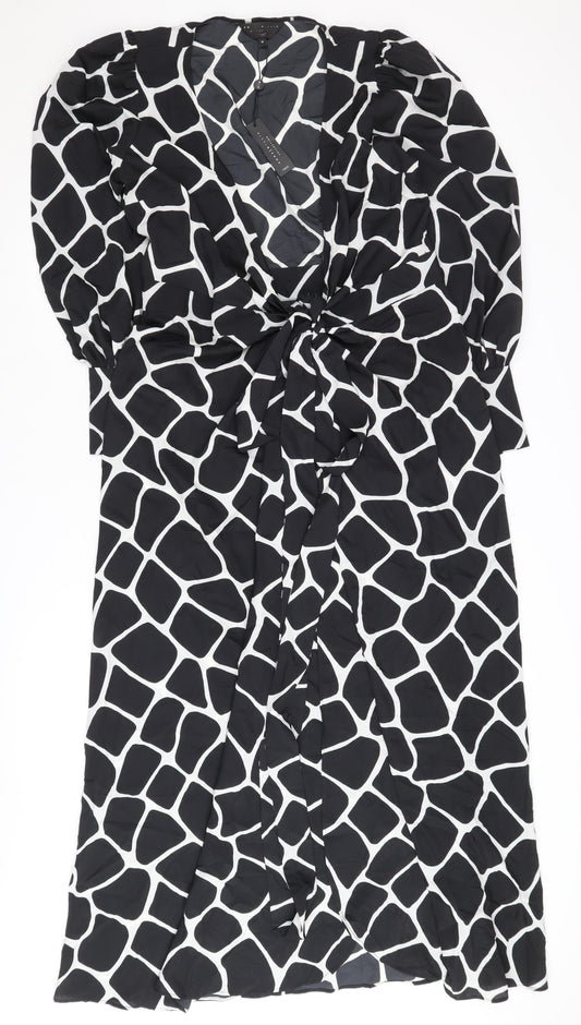 Next Women's Black Midi Wrap Dress Size 10