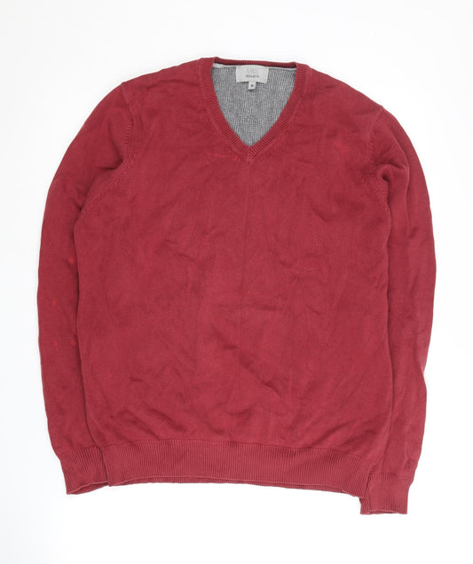 Marks and Spencer Men's Red V-Neck Pullover Jumper M