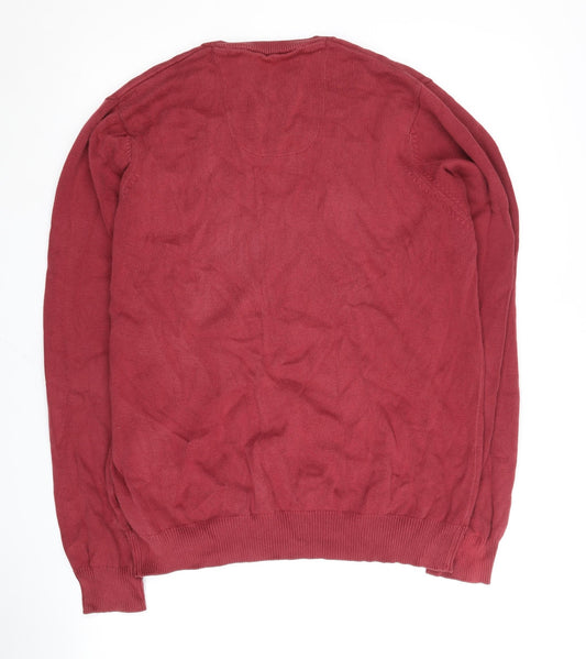 Marks and Spencer Men's Red V-Neck Pullover Jumper M