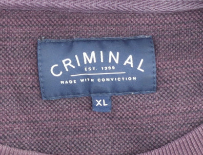 Mens UK Size XL Criminal Purple Pullover Sweatshirt