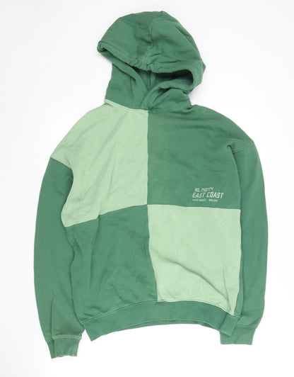 H&M Boys Green Colourblock Pullover Hoodie 12-13 Years