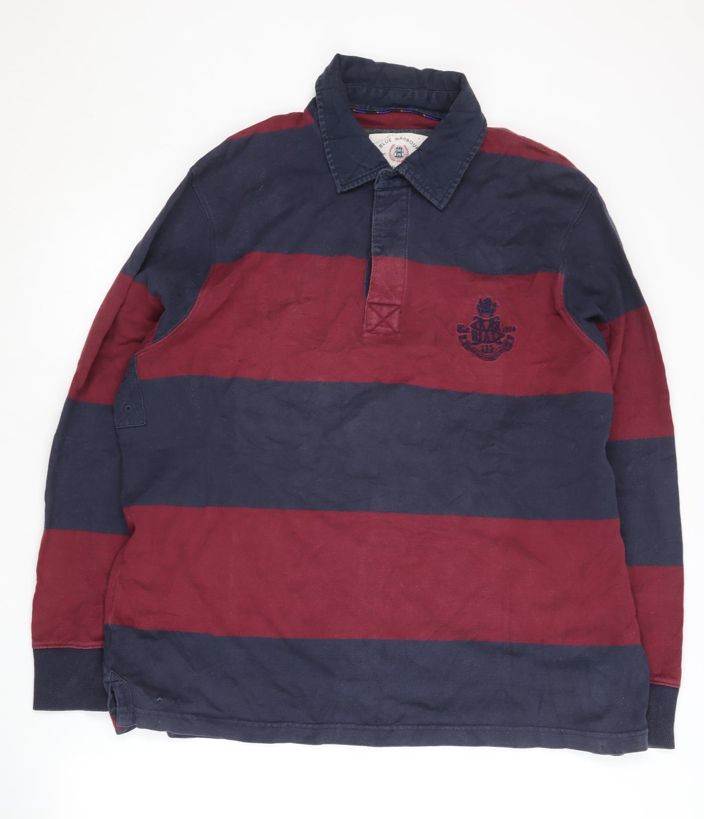 Marks and Spencer Men's XL Red & Blue Striped Polo