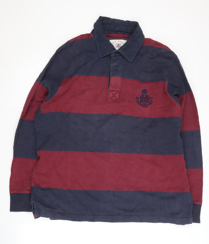 Marks and Spencer Men's XL Red & Blue Striped Polo