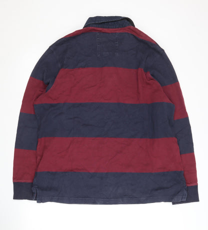 Marks and Spencer Men's XL Red & Blue Striped Polo