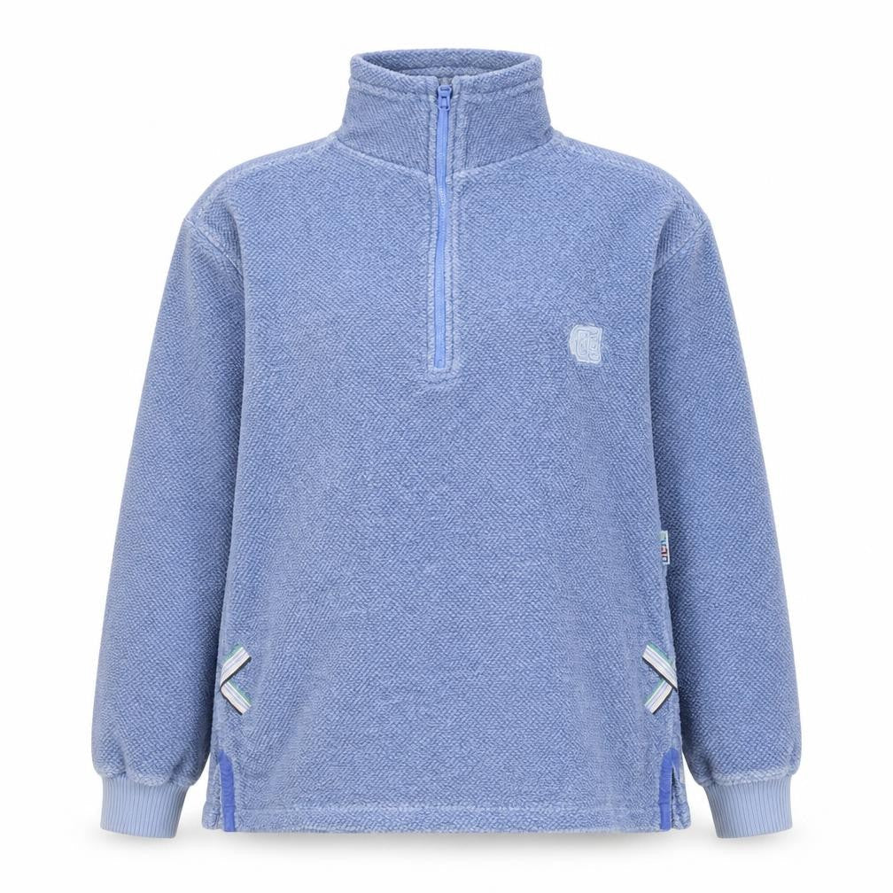 Front view of Deal unisex blue pullover sweatshirt l 1/4 zip