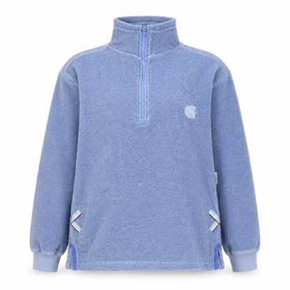 Front view of Deal unisex blue pullover sweatshirt l 1/4 zip
