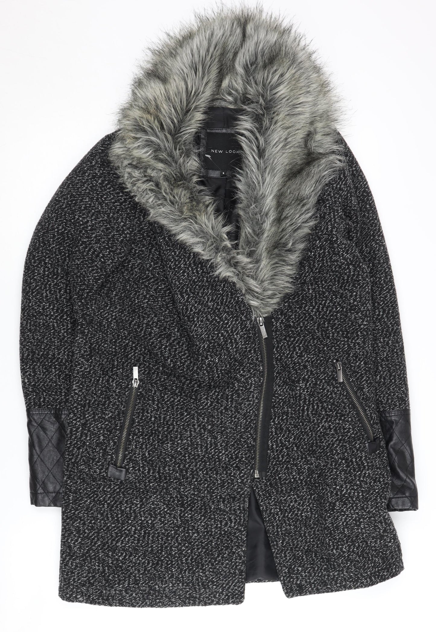 Womens UK Size 8 New Look Black Overcoat