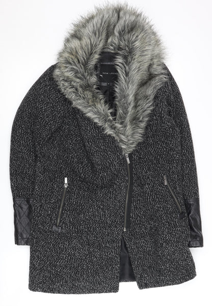 Womens UK Size 8 New Look Black Overcoat