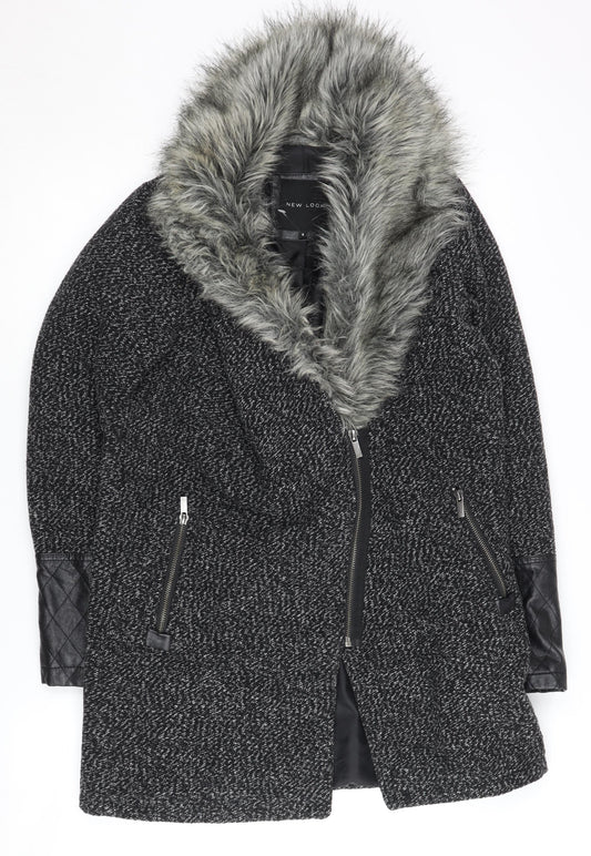 Womens UK Size 8 New Look Black Overcoat