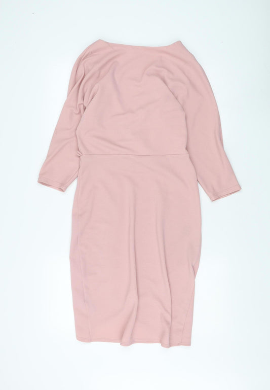 Miss Selfridge Women's Pink Wrap Dress Size 10