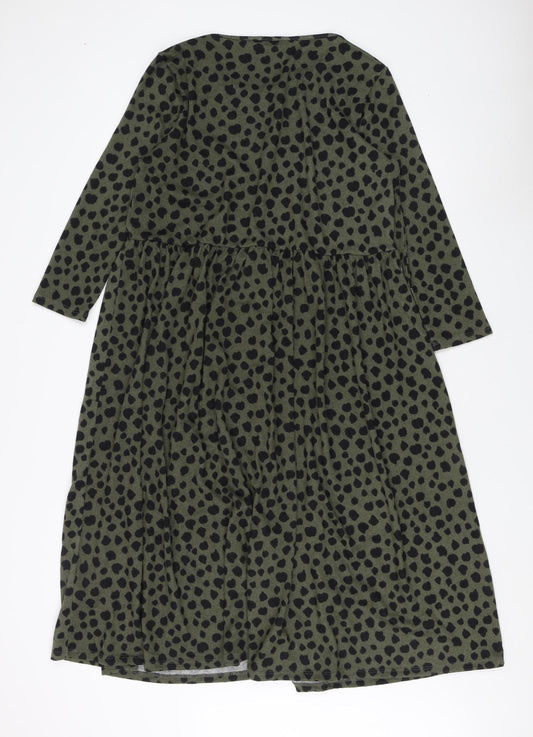 Apricot Women's Green Animal Print Dress Size 14