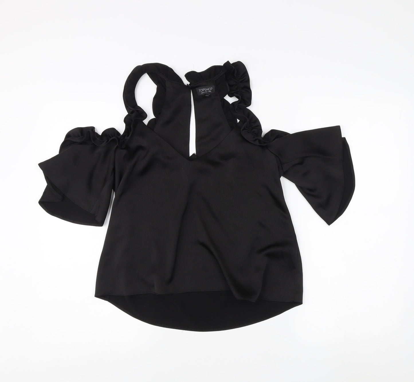 Womens UK Size 8 Topshop Black Basic Blouse