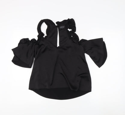 Womens UK Size 8 Topshop Black Basic Blouse