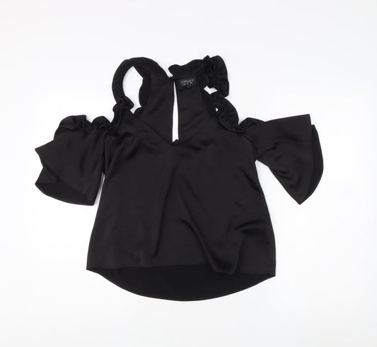 Womens UK Size 8 Topshop Black Basic Blouse