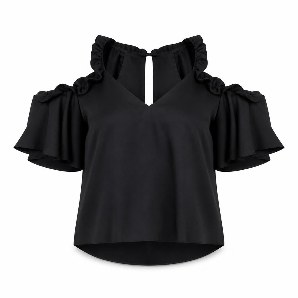 Womens UK Size 8 Topshop Black Basic Blouse