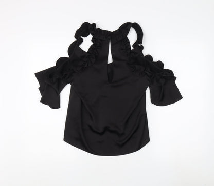 Womens UK Size 8 Topshop Black Basic Blouse