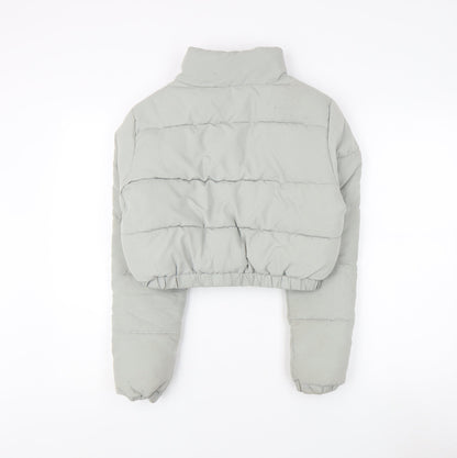 Womens UK Size 4 PRETTYLITTLETHING Grey Puffer Jacket
