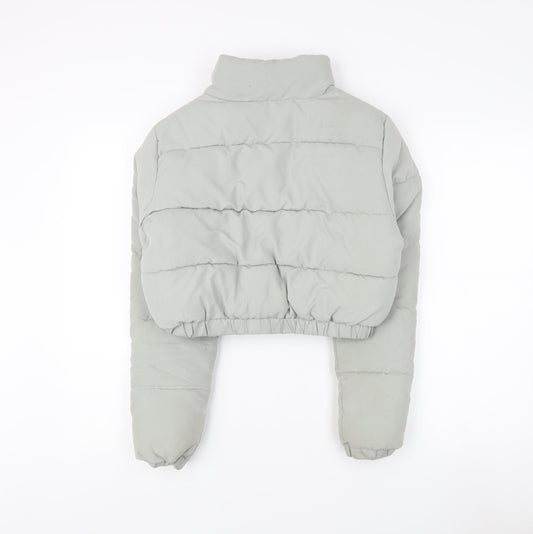 Womens UK Size 4 PRETTYLITTLETHING Grey Puffer Jacket