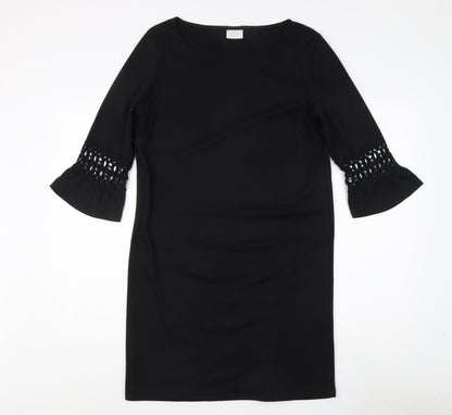 Vila Clothes Women's Black Sheath Dress - M, 3/4 Sleeve