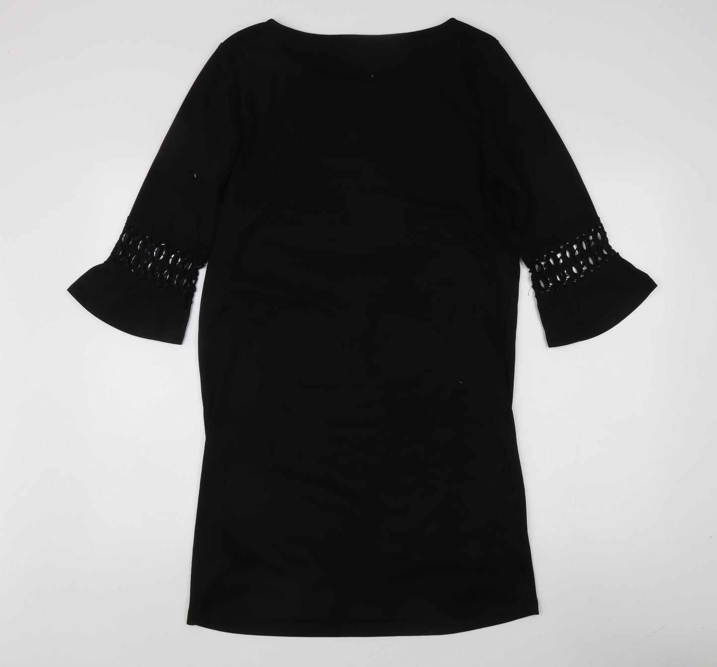 Vila Clothes Women's Black Sheath Dress - M, 3/4 Sleeve