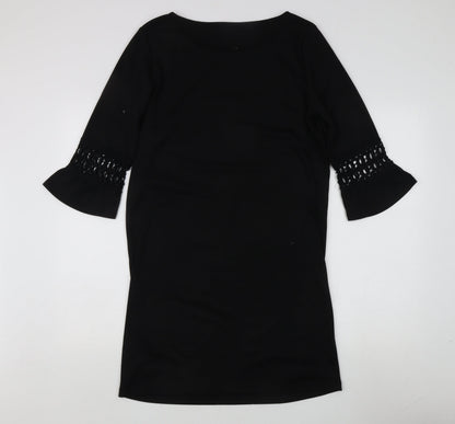 Vila Clothes Women's Black Sheath Dress - M, 3/4 Sleeve